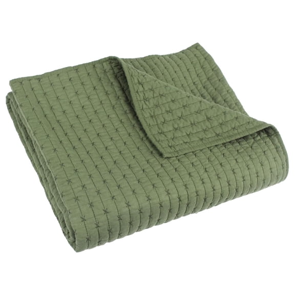 KriKac- Cross Stitch Forest Green - Quilted Throw - 50x60in. - Cross Stitched Pattern - Reversible Pattern - Cotton Fabric