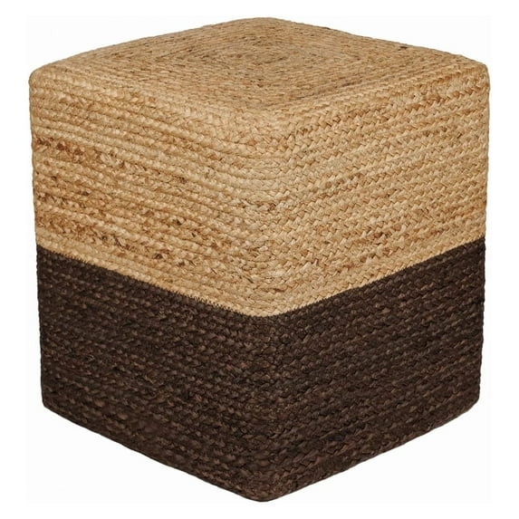 KriKac Cube Jute Braided Pouf - Yellow Indoor Accent Sitting Footrest