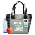 thumbnail image 1 of KriKac Cute Lunch Bags for Women - Insulated Lunch Tote for Work - Great gift idea for Nurse, Teacher, Grandma, Mom, Aunt (Coffee Scrubs Gray), 1 of 9