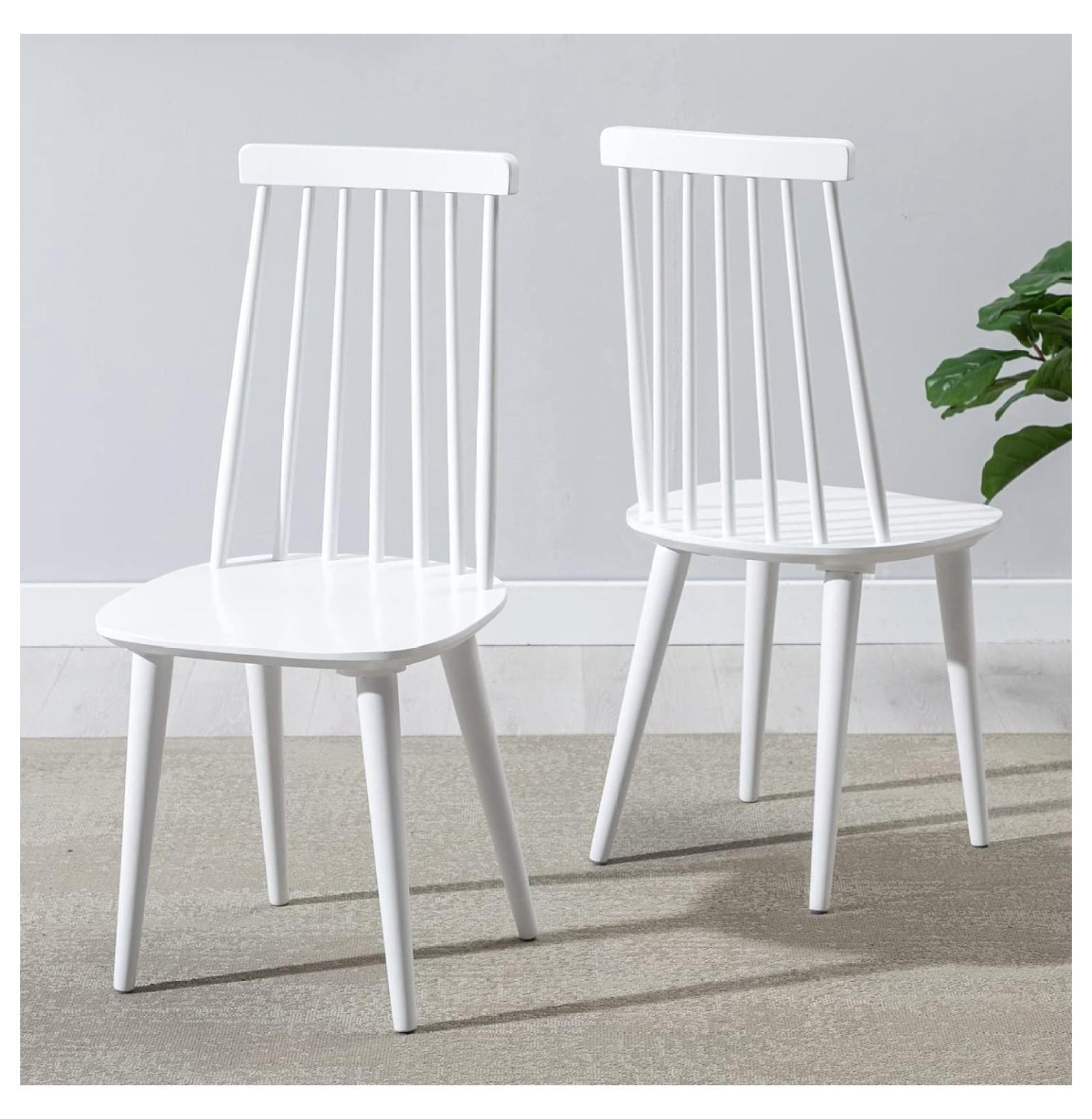 KriKac Dining Chairs Set of 2 Wood Dining Room Chair White Spindle Side ...