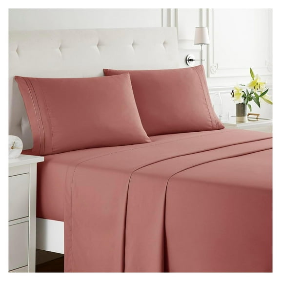 KriKac Full Size Sheet Sets - 4 Piece Full Size Sheets, Deep Pocket, Hotel Luxury, Extra Soft, Breathable and Cooling, Clay Sheets for Full Size Mattress