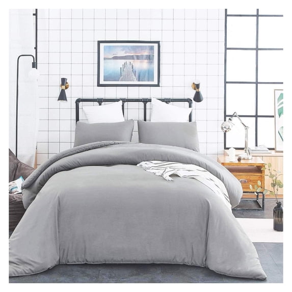 KriKac Grey Comforter Full Size Light Gray Bedding Comforter Sets Silver Grey Bed Comforter Full for Teen Boys Girls Solid Grey Full Size Comforter Set Ultra Comfy Pale Gray Comforters Quilts Full