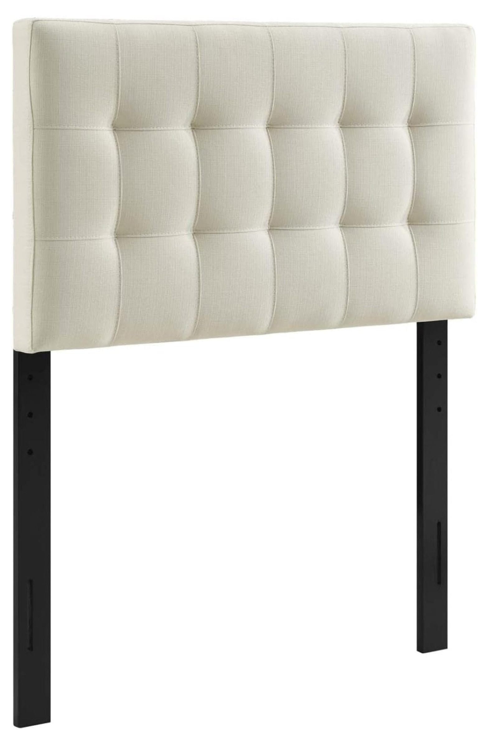 Ivory Tufted Upholstered Twin Headboard with Linen Fabric