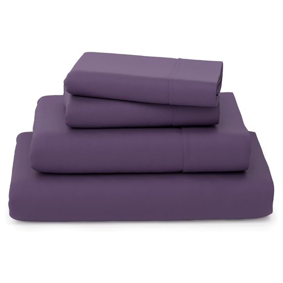 KriKac Luxury Bamboo Sheets - Blend of Rayon Derived from Bamboo - Cooling & Breathable, Silky Soft, 16-Inch Deep Pockets - 4-Piece Bedding Set - Queen, Purple