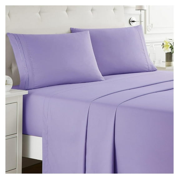 KriKac Queen Sheet Set - 4 Piece Bed Sheets for Queen Size Bed, Double Brushed Queen Size Sheets, Hotel Luxury Lavender Sheets, Extra Soft Bedding Sheets & Pillowcases
