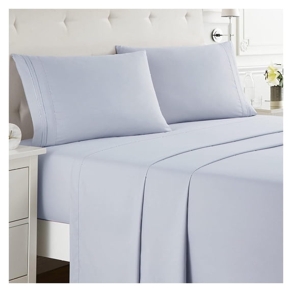 KriKac Queen Sheet Set - 4 Piece Bed Sheets for Queen Size Bed, Deep Pocket, Hotel Luxury, Extra Soft, Breathable and Cooling, Ice Blue Queen Size Sheets