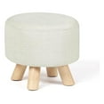 thumbnail image 1 of KriKac Small Round Ottoman Foot Rest Stool Fabric Padded Seat Footstool Ottoman with Non-Skid Wooden Legs (Beige,Fabric), 1 of 7