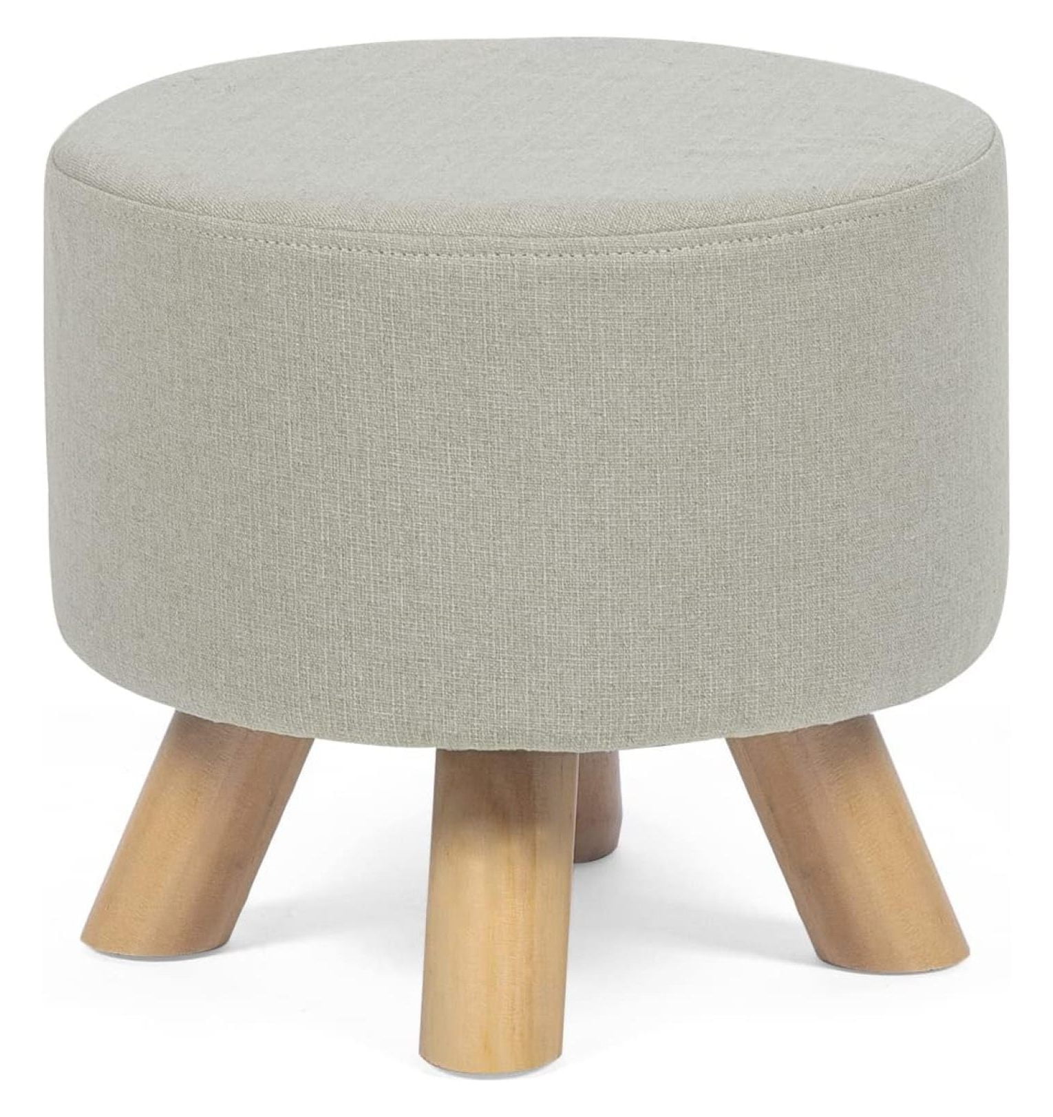 KriKac Small Round Ottoman Foot Rest Stool Fabric Padded Seat Footstool Ottoman with Non-Skid ...