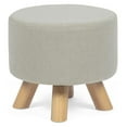 thumbnail image 1 of KriKac Small Round Ottoman Foot Rest Stool Fabric Padded Seat Footstool Ottoman with Non-Skid Wooden Legs (Beige Grey,Fabric), 1 of 2