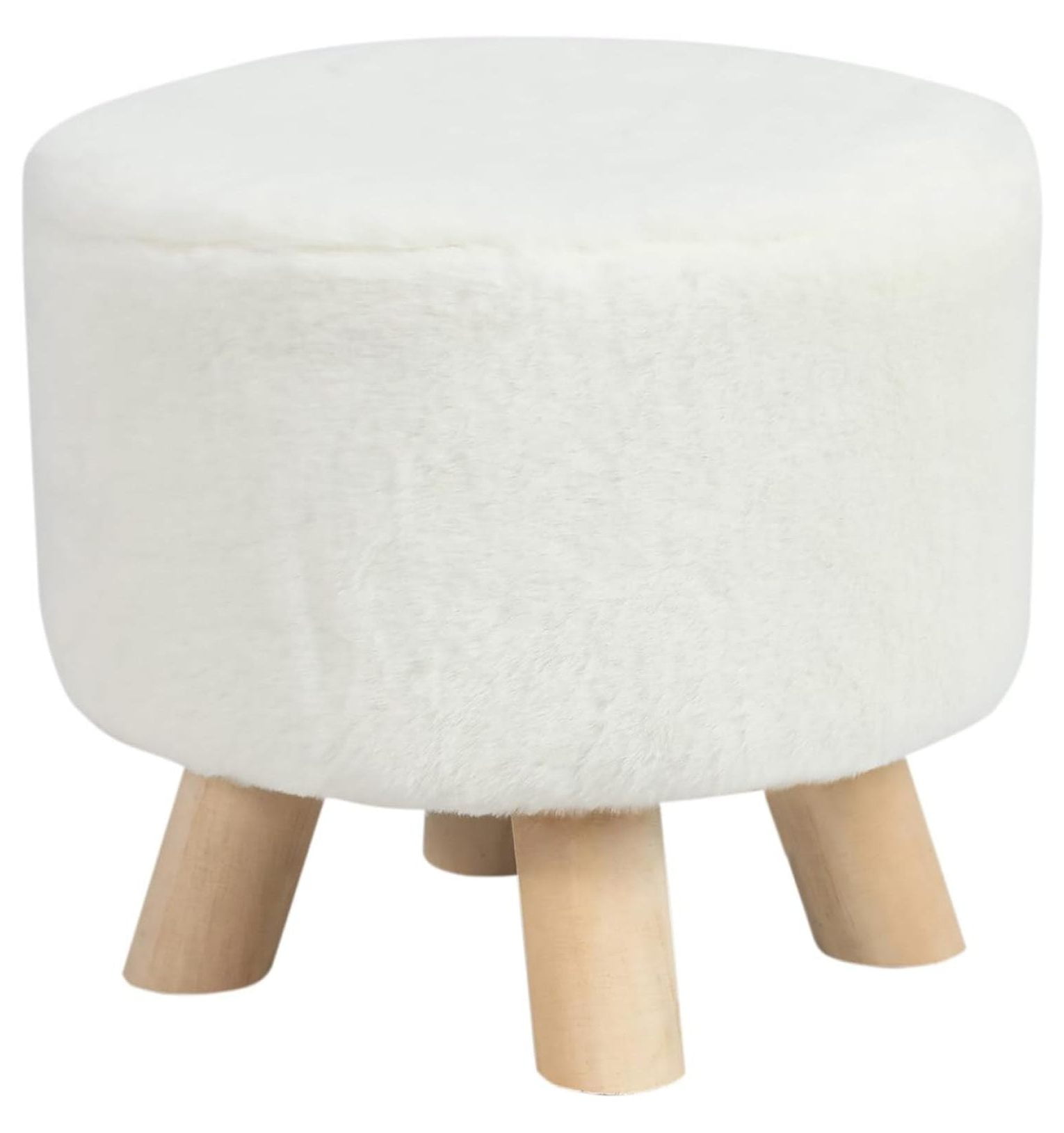 KriKac Small Round Ottoman Foot Rest Stool Faux Fur Padded Seat ...