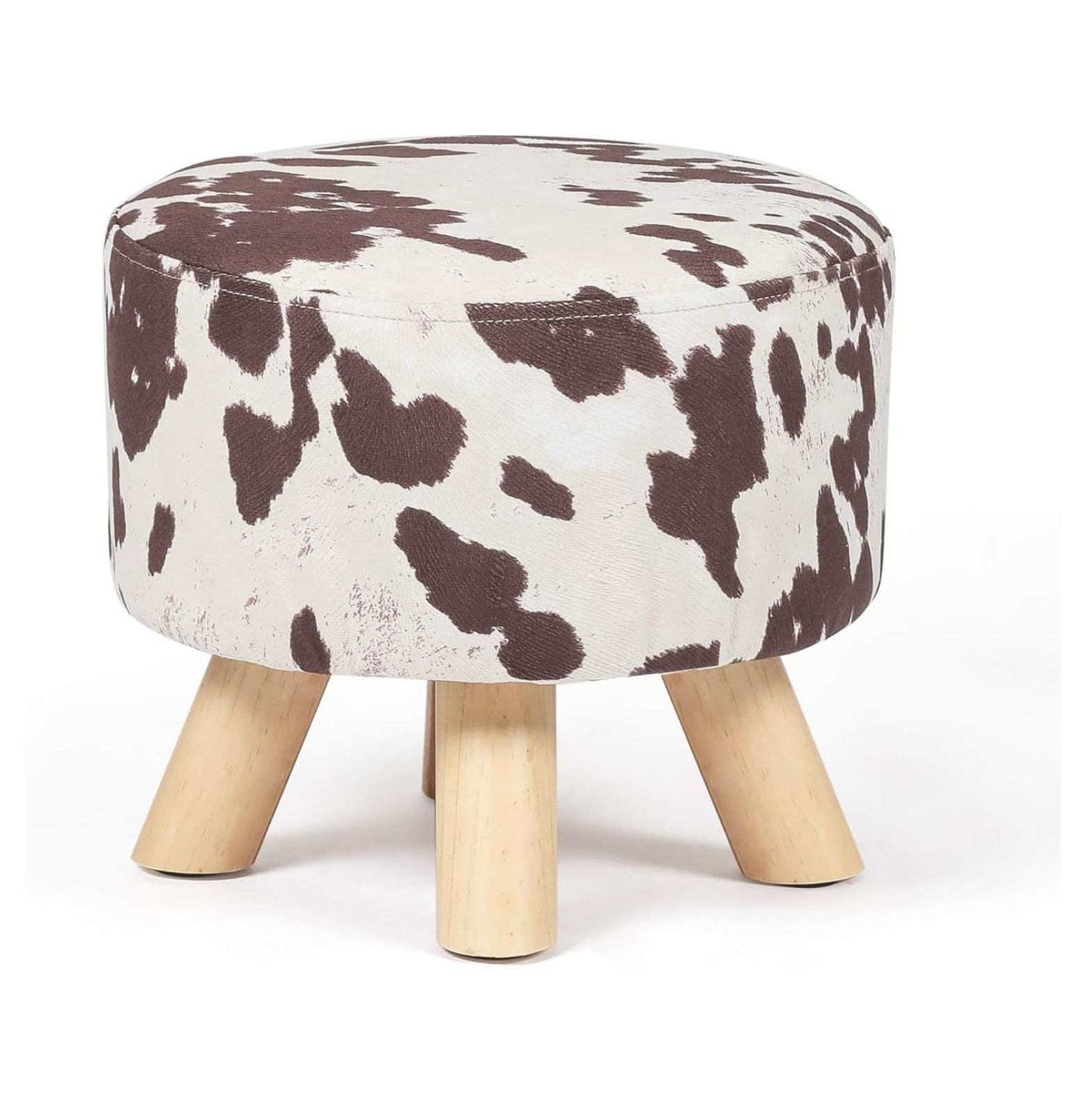 KriKac Small Round Ottoman Foot Rest Stool Linen Padded Seat Footstool ...