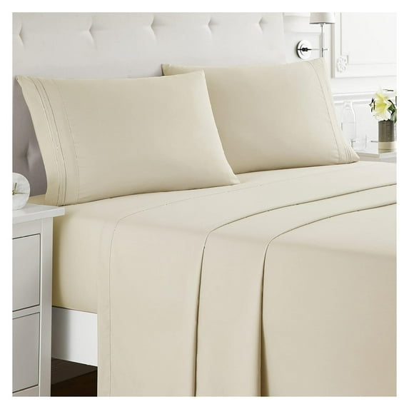 KriKac Split King Sheets for Adjustable Beds - 5 Piece Split King Sheets Set, Deep Pocket, Hotel Luxury, Extra Soft, Breathable and Cooling, Beige Cream Split King Bed Sheets