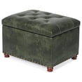 thumbnail image 1 of KriKac Storage Ottoman Rectangular Tufted Upholstered Ottomans with Rivet, Footrest Footstool Seat with Wood Legs for Living Room Bedroom (Black Green), 1 of 7