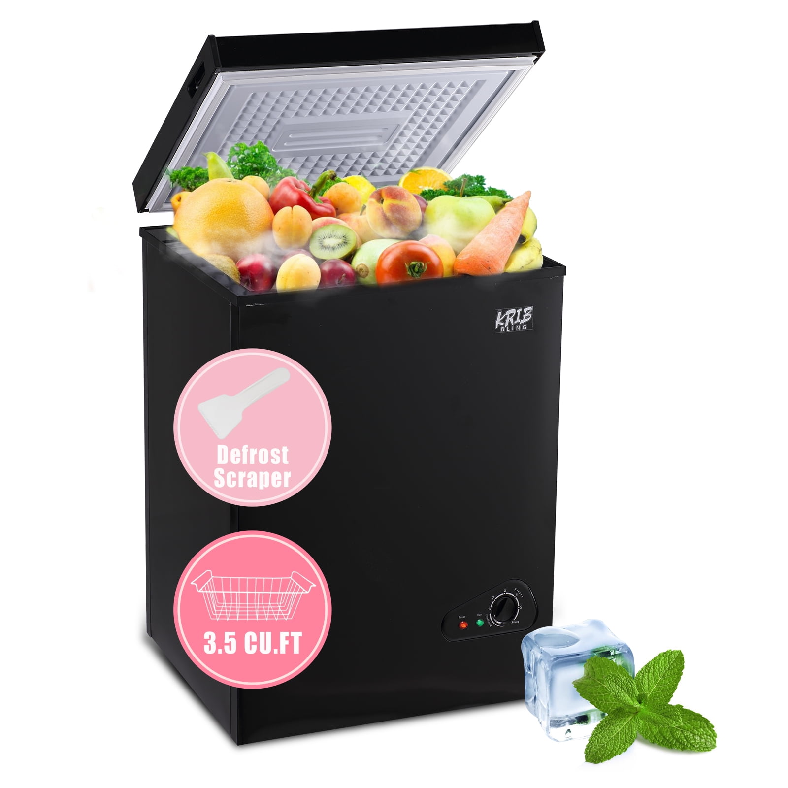 Krib B Deep Freezer 3.5 Cu.ft, Chest Freezer with 3 Grade Temperature