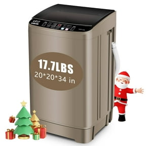 Krib B Full Automatic Washing Machine with Drain Pipe, 17.7 lbs Portable Washers with 10 Programs & 8 Water Levels, Suitable for Apartment, Dorm, Gold