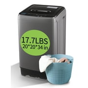 Krib Bling Full Automatic Washing Machine with LED Display, 17.7 lbs Portable Washer with Drain Pump, 10 Washing Programs & 8 Water Levels, Ideal for Camping, Apartment, Dorm, Grey