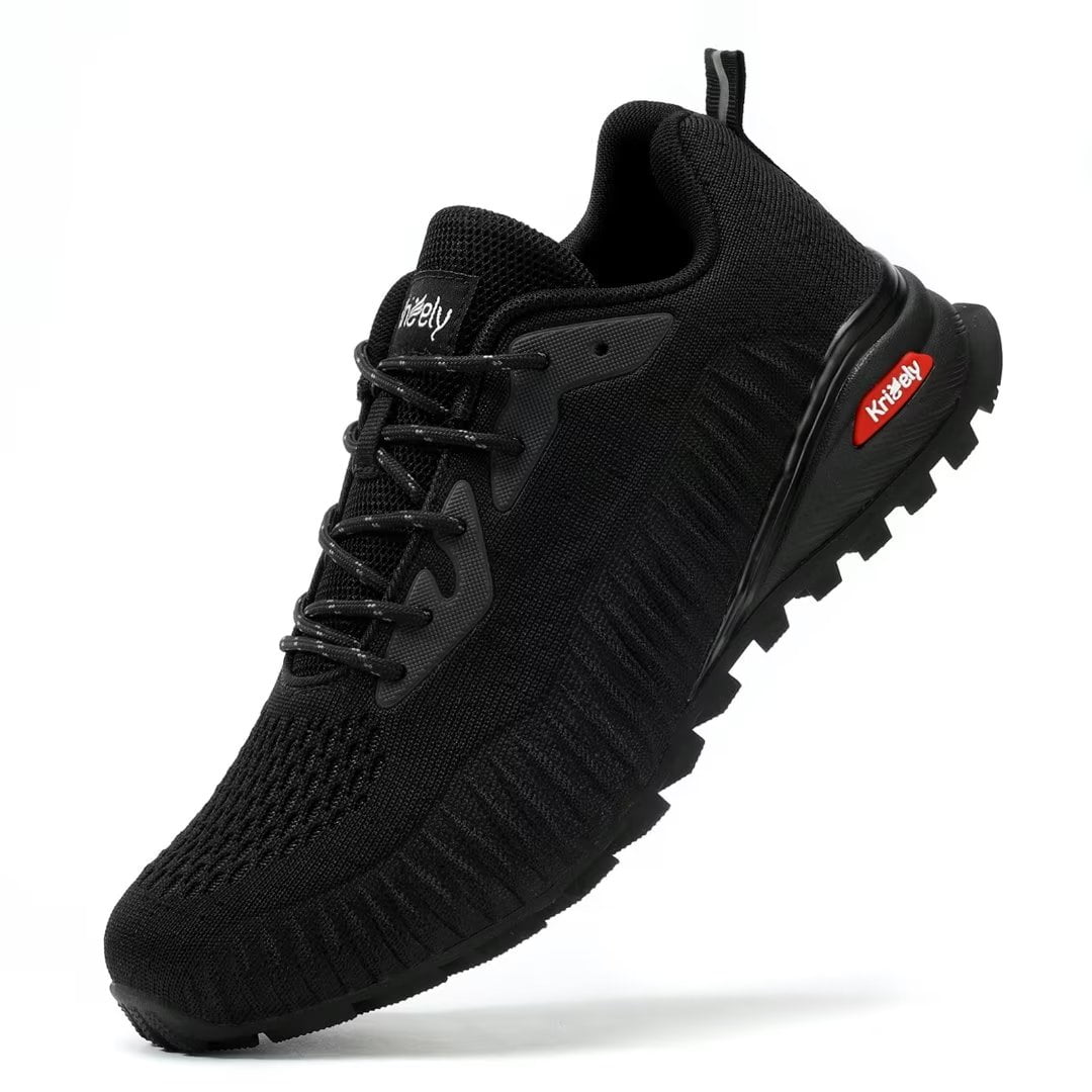 Kricely Heren Trail Running Schoenen Ademend Lichtgewicht Wandelen Trekking Trainers Wandelschoenen, Rood Bruin, 42.5 EU