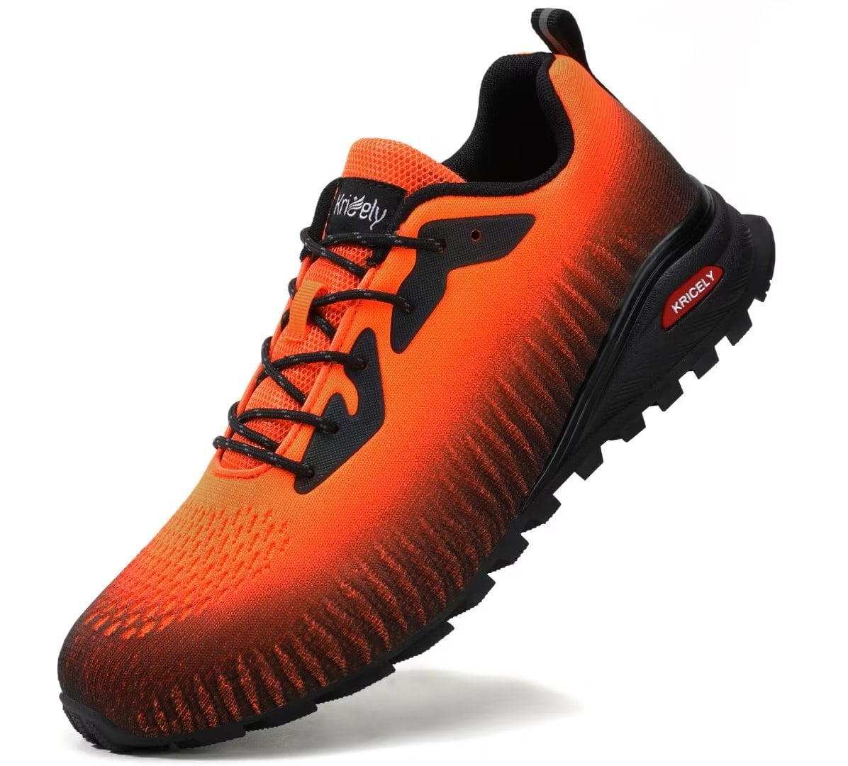 Kricely Men's Trail Running Shoes Fashion Hiking Sneakers for Men Camo Tennis Cross Training Shoe Mens Casual Outdoor Walking Footwear Orange Size 9.5