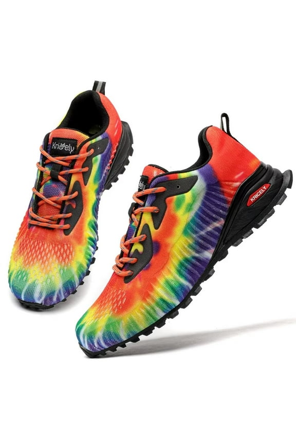 Men's Trail Running Shoes Fashion Hiking Sneakers for Men Camo Tennis Cross Training Shoe Mens Casual Outdoor Walking Footwear Rainbow Size 7.5