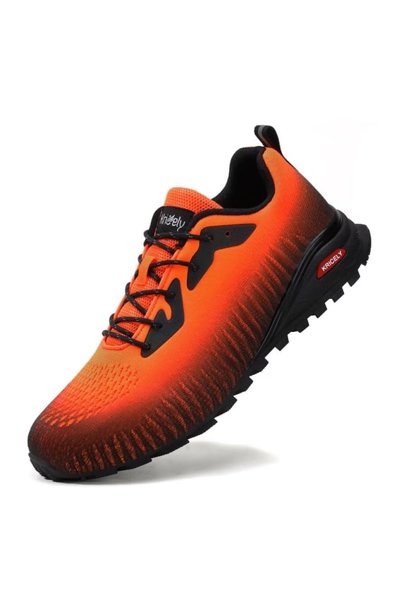 Men's Trail Running Shoes Fashion Hiking Sneakers for Men Camo Tennis Cross Training Shoe Mens Casual Outdoor Walking Footwear Orange Size 11