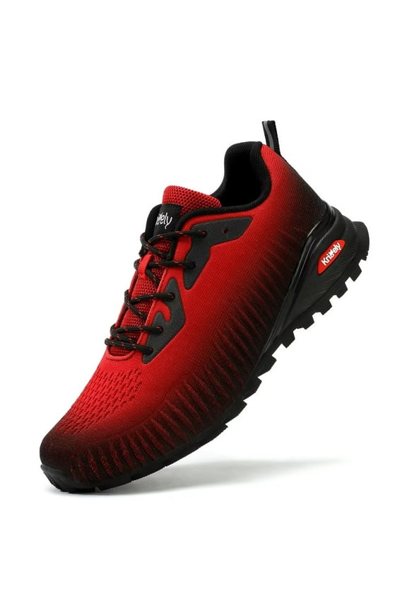 Men's Trail Running Shoes Fashion Hiking Sneakers for Men Camo Tennis Cross Training Shoe Mens Casual Outdoor Walking Footwear Red Size 9