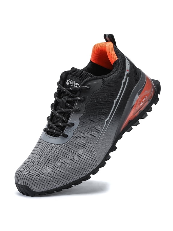 Men's Trail Running Shoes Fashion Walking Hiking Sneakers for Men Tennis Cross Training Shoe Outdoor Snearker Mens Casual Workout Footwear Grey Size 10.5