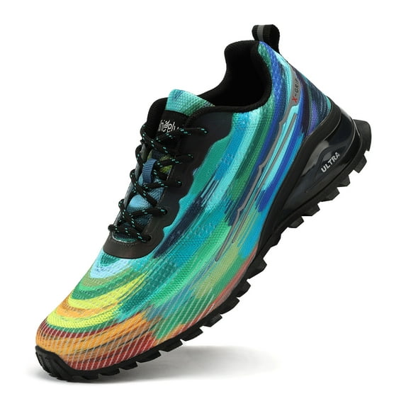 Kricely Men's Trail Running Shoes Fashion Walking Hiking Sneakers for Men Tennis Cross Training Shoe Outdoor Snearker Mens Casual Workout Footwear Tie dye Size 12