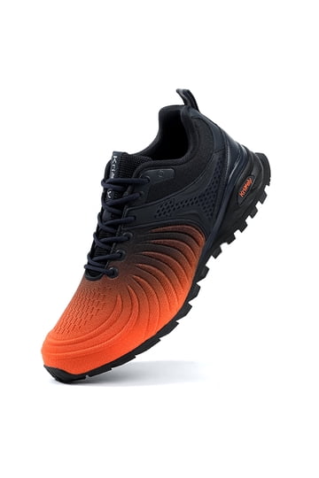 Men\'s Orange Casual Fashion Comfortable Non Slip Sport Trainer Athletic Shoes Orange Mens Running Shoes Lightweight Knit Breathable Lace  main image 3