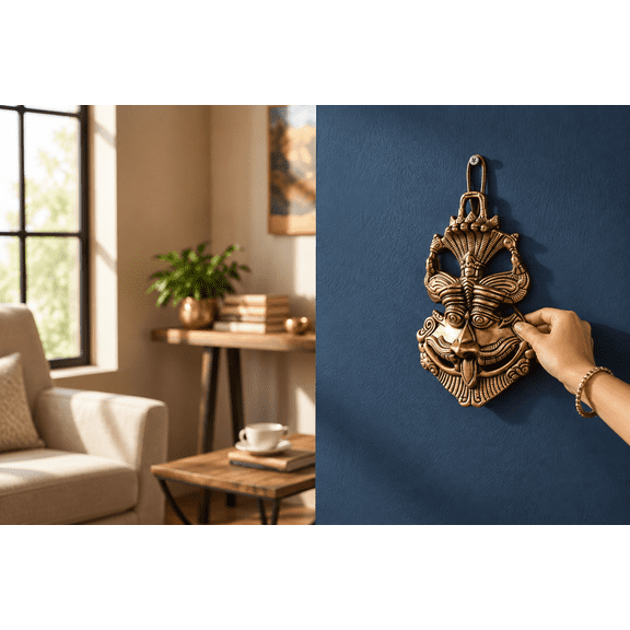 KridayKraft Metal Feng Shui Wall Hanging for Evil Eye Protection for Home, Office Wall & Door Hanging (Gold, Medium) - 9.5 Cm