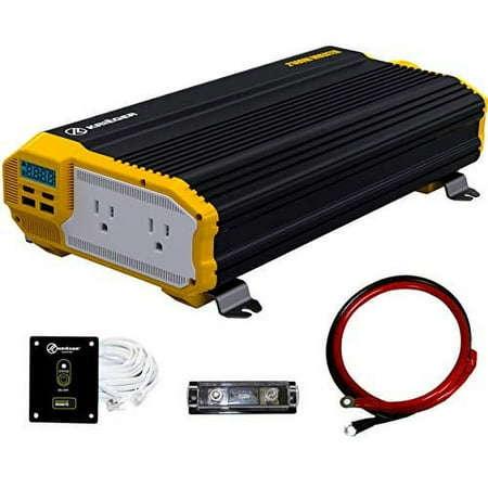 Krieger 2000 Watts Power Inverter 12V to 110V, Modified Sine Wave Car Inverter, Dual 110 Volt AC Outlets, DC to AC Converter with Installation Kit Included - ETL Approved to UL and CSA Standards