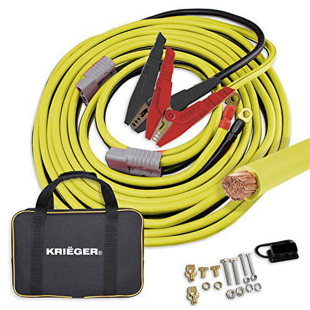 Krieger Jumper Cables for Car Battery, 100 Pure Copper Heavy Duty Automotive Booster Cables