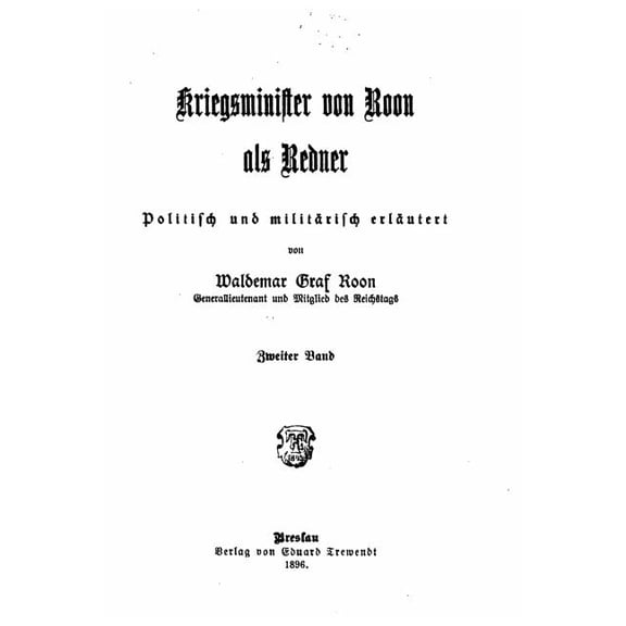 Kriegsminister von Roon als Redner (Paperback)