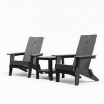 Krikacy 3-PCS Adirondack Chair Set, Folding High-Back Outdoor Chairs with Cup Holders,Black