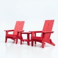 thumbnail image 1 of Krikacy 3-PCS Adirondack Chair Set, Folding High-Back Outdoor Chairs with Cup Holders,Red, 1 of 9