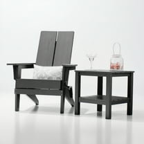 Krikacy Adirondack Chair With End Table,Folding High Back Chair With Cup Holders,for Patios, Black