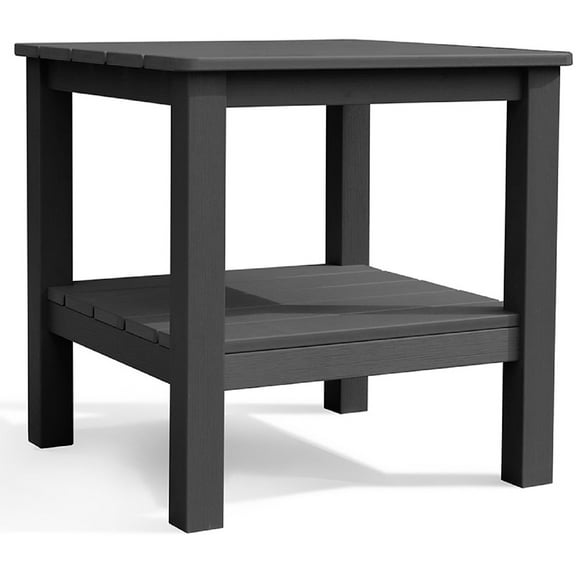 Krikacy Adirondack End table, Two-Tier HIPS All-Weather Outdoor Side Table,for Porch Deck,Black