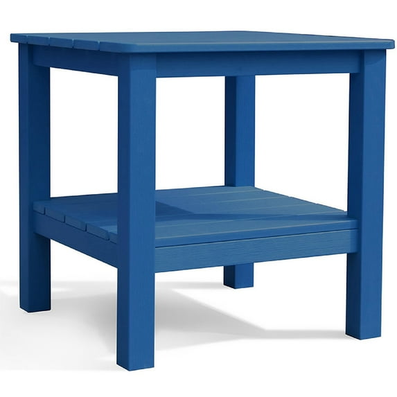 Krikacy Adirondack End table, Two-Tier HIPS All-Weather Outdoor Side Table,for Porch Deck,Navy