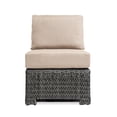 thumbnail image 1 of Krikacy Outdoor Wicker Armless Sofa Chair, All-Weather HDPE Wide-Seated w/Thick Cushions, Beige, 1 of 7