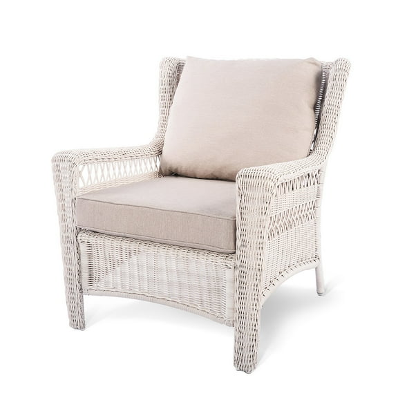 Krikacy Patio Rattan Armchair,HDPE All-Weather Hand-Woven Wicker Outdoor Chair for Porch Deck,Beige