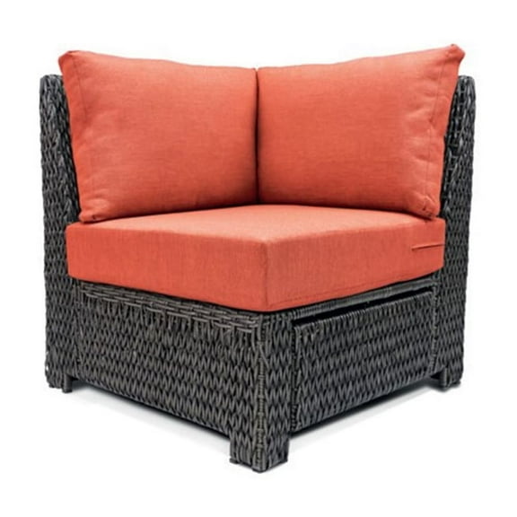 Krikacy Outdoor Wicker Angled Sofa Chair, All-Weather HDPE Wide-Seated w/Thick Cushions, Orange