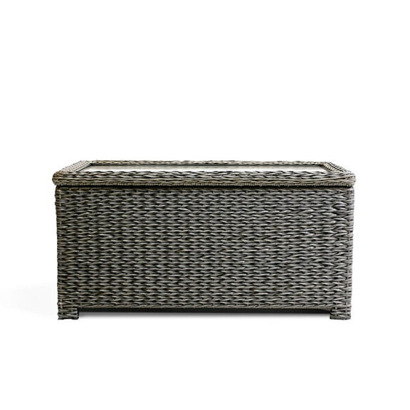 Krikacy Wicker Storage Cabinet Coffee Table,All-Weather HDPE Hand-Woven Rattan Side Table, Brown