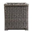 thumbnail image 1 of Krikacy Outdoor Storage Side Table, All-Weather HDPE Rattan Frame w/Tempered Glass Flip Top, Brown, 1 of 8