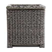 Krikacy Outdoor Storage Side Table, All-Weather HDPE Rattan Frame w/Tempered Glass Flip Top, Brown