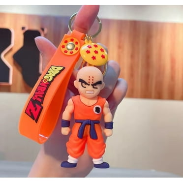 Krillin Figure 3D Keychain Keyring with clip and Lanyard Strap