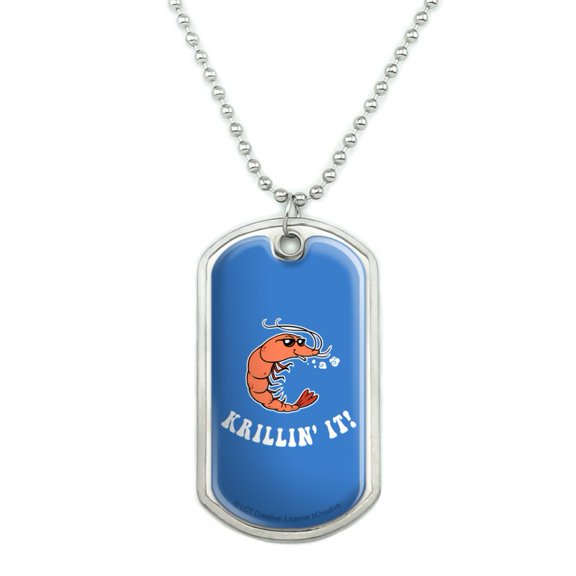 Krillin' It Killing Funny Humor Military Dog Tag Pendant Necklace with Chain