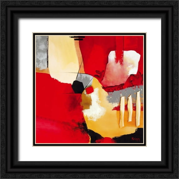 Krimm 26x26 Black Ornate Wood Framed with Double Matting Museum Art Print Titled - Red Composition I