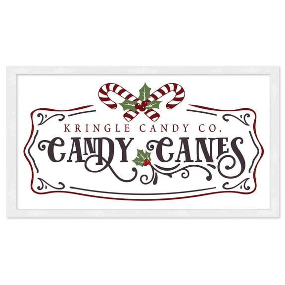 Kringle Candy Co Candy Canes 11.5" x 21.5" Framed Christmas Wall Decor Art Print Sign Poster in a