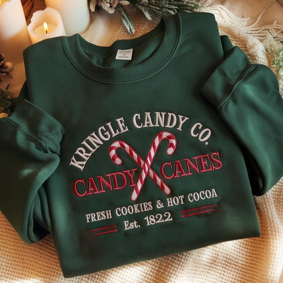 Kringle Candy Co Embroidered Sweatshirt, Vintage Holiday Sweatshirt, Christmas Gift Ideas, Family Christmas Sweatshirt, Christmas Sweatshirt