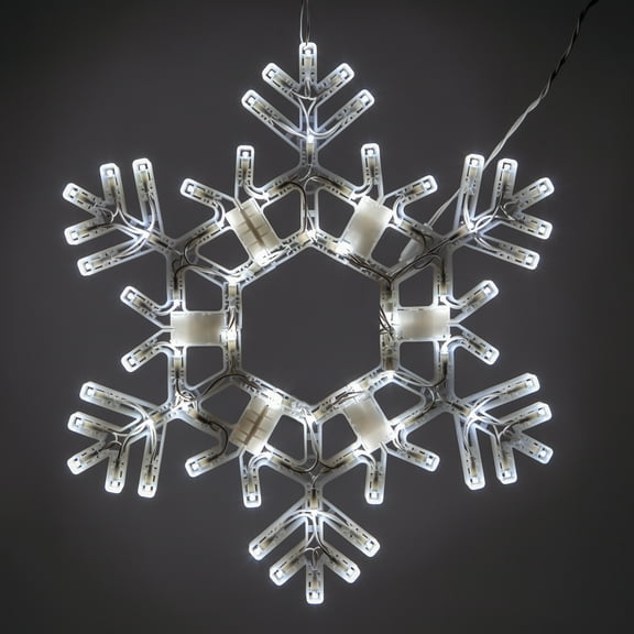Kringle Traditions 20” Cool White LED Christmas Snowflake Light, Fold-Flat Outdoor Lighted Snowflake