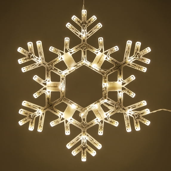 Kringle Traditions 20” Warm White LED Snowflake Light, Fold-Flat Christmas Lighted Snowflake, Outdoor